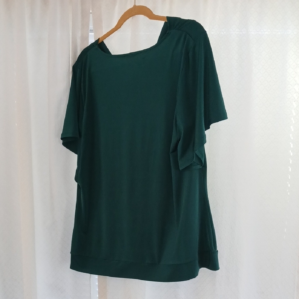 Apt. 9 Women's Elegant Emerald Green Drape Neck Blouse P2p 22" - Picture 3 of 3